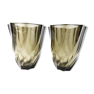 Pair of black glass vases, 1970