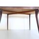 Vintage Beech and Walnut Dining Table with an Oval Gray Glass Top, Italy