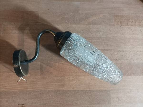 Tulip patinated gold metal base wall lamp in molded glass