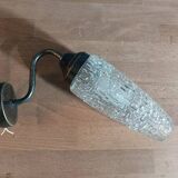 Tulip patinated gold metal base wall lamp in molded glass