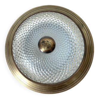 Vintage round glass and metal ceiling light
