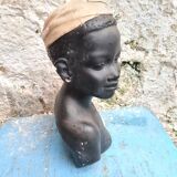 Polychrome plaster/Young Orientalist woman, signed