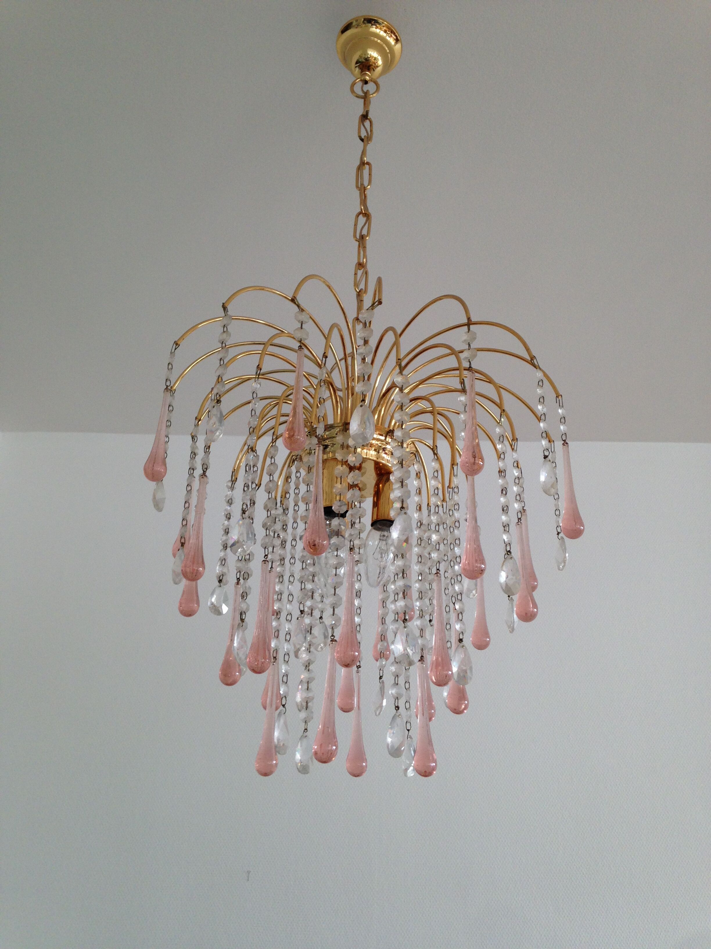 Pendants chandelier drops crystal of Murano circa 1980