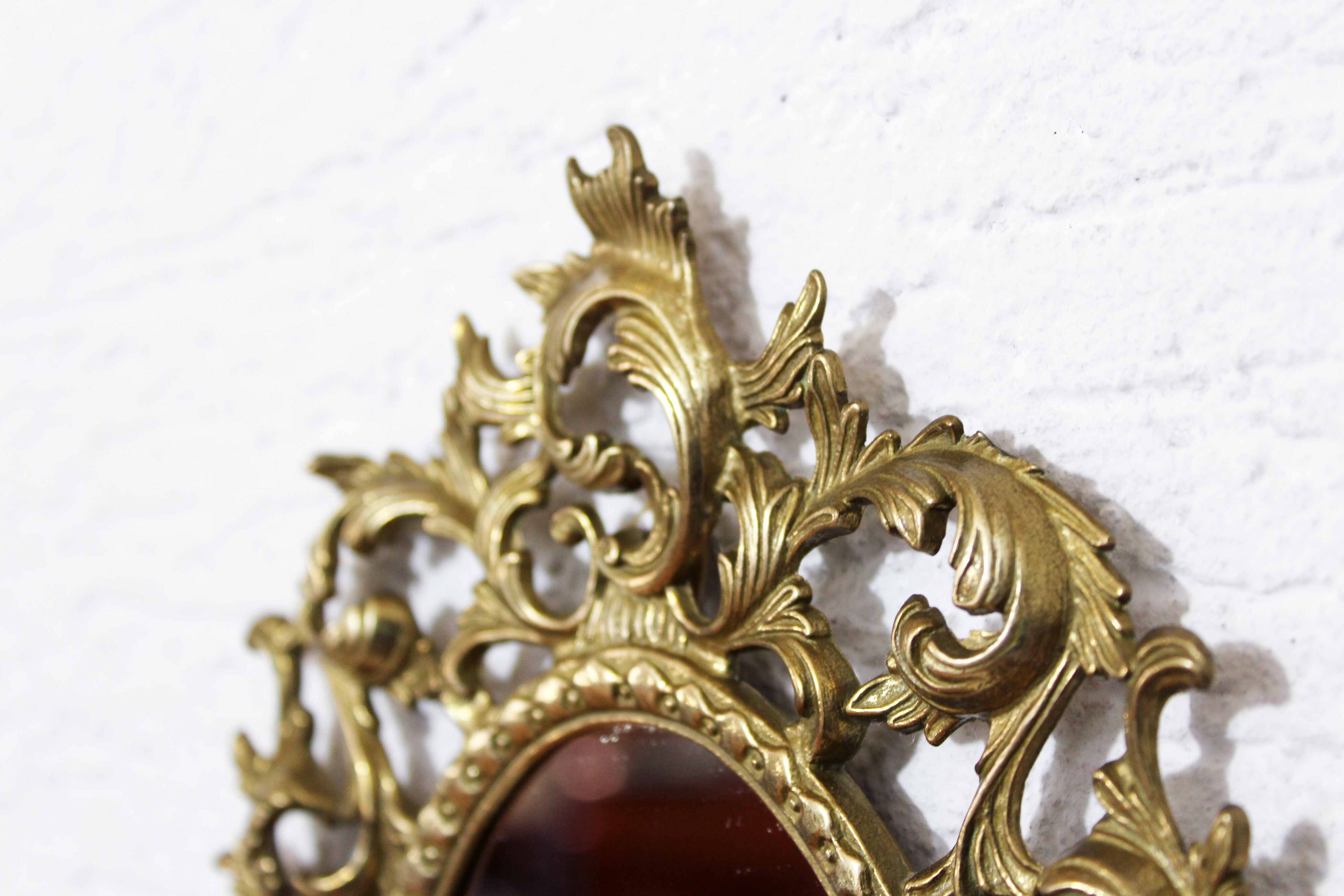 Miroir en laiton avec bougeoir