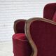 1950s, Danish relax armchair, cherry-red furniture velour, dark beech wood.