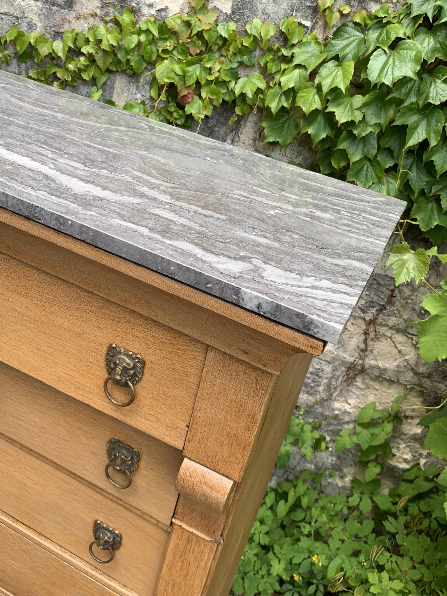 High Empire chest of drawers in solid raw oak