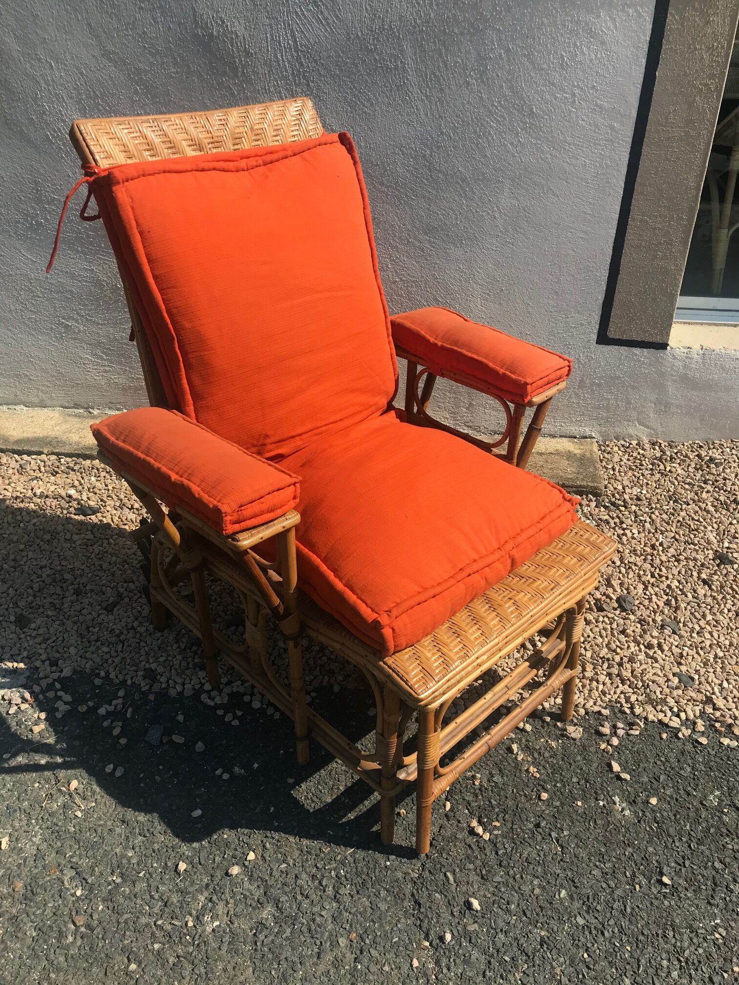 Rattan long chair and cushion