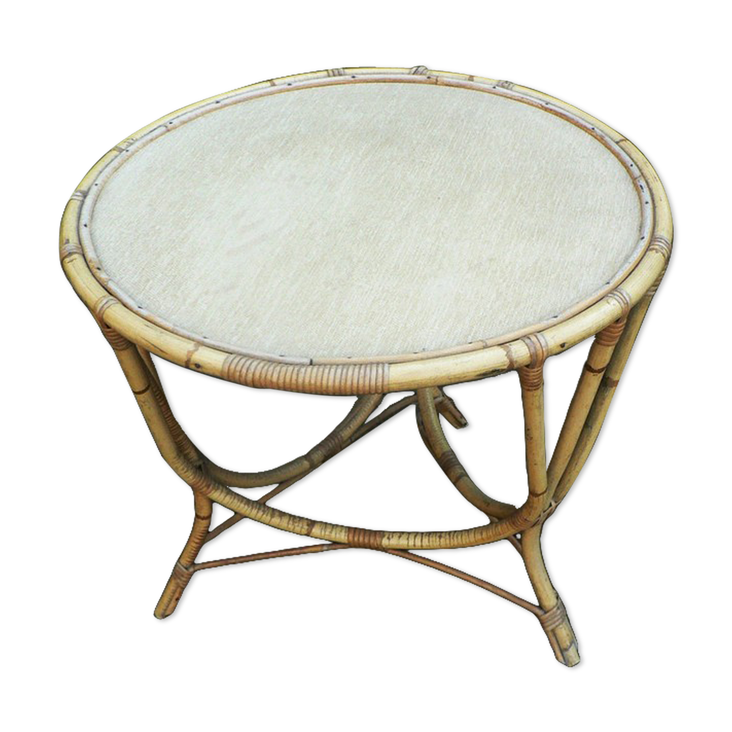 Details on vintage bamboo coffee table 1950s