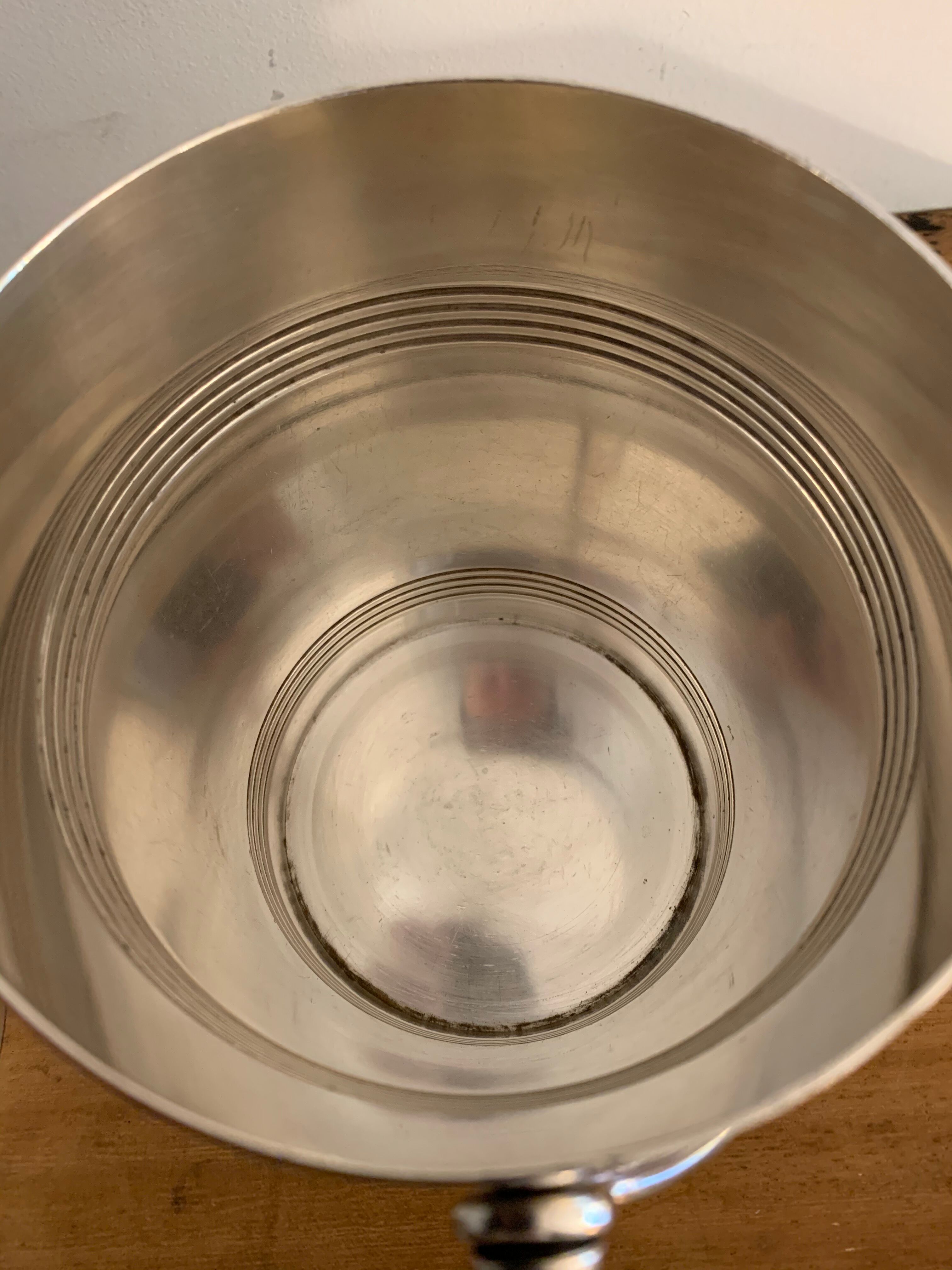 Pair of luc Lanel Christofle Gallia silver metal ice buckets 1940