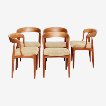 Lot de 5 chaises de Johannes Andersen pour Uldum Møbelfabrik