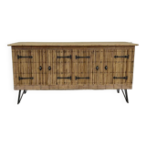 Vintage Audoux Minnet style  rattan sideboard