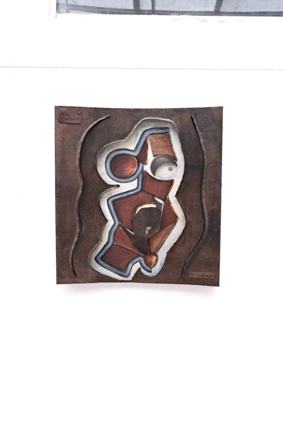 Painting and wall sculpture "Indian Jim" by F. Billion