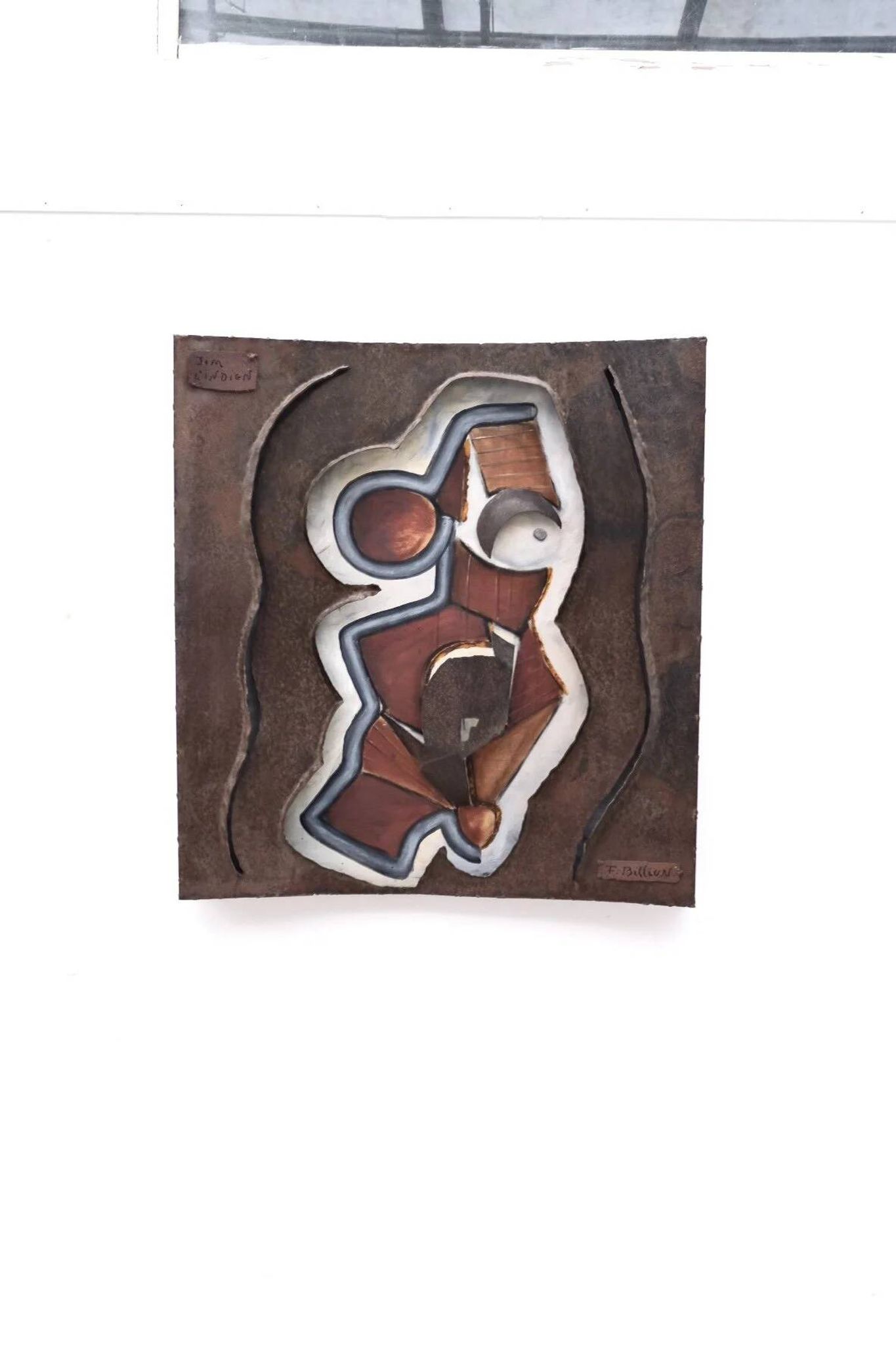 Painting and wall sculpture "Indian Jim" by F. Billion