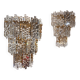 Set of 2 Kinkeldey Hollywood Regency waterfall crystal glass wall lights, 1970