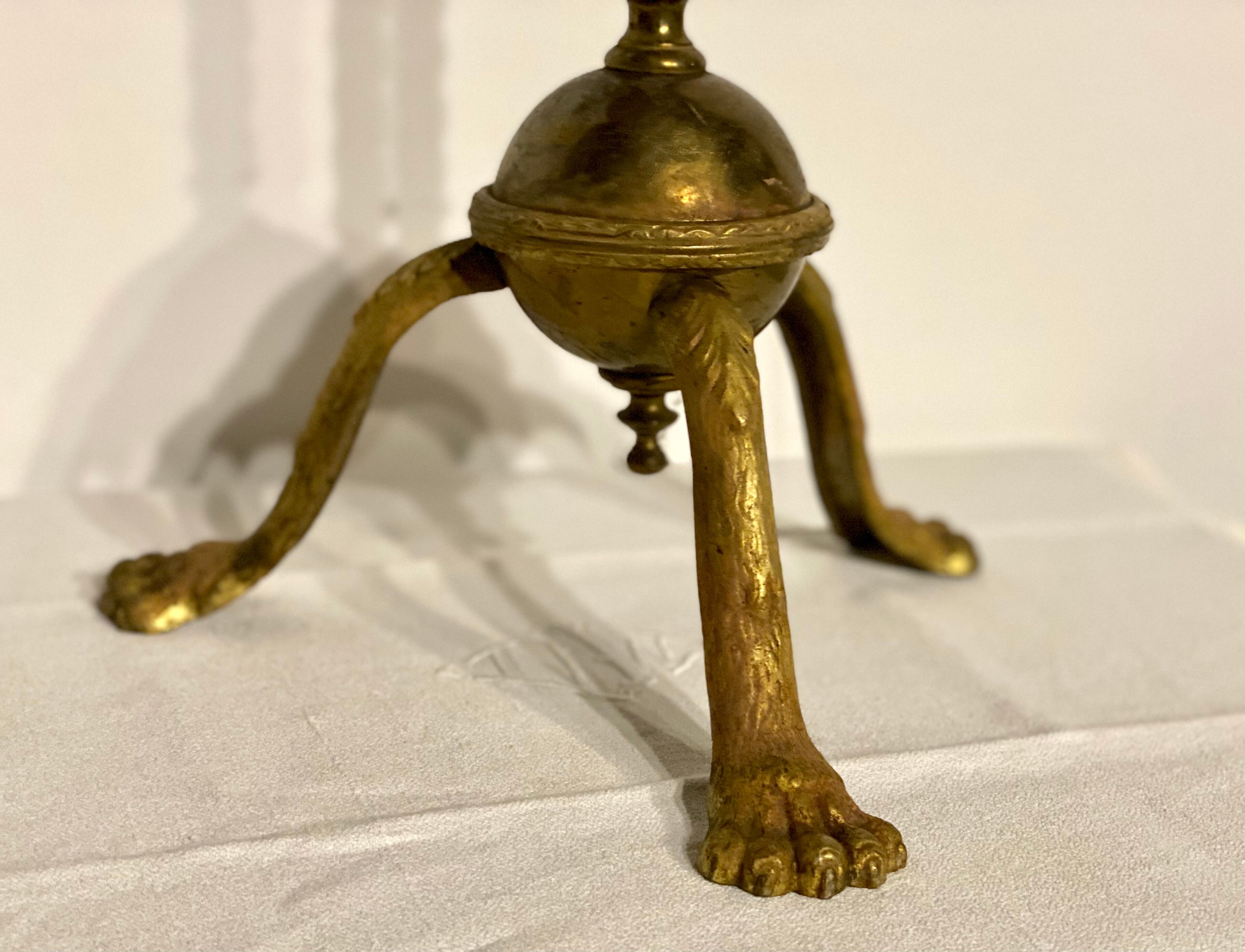 Neo classic brass and mahogany pedestal table