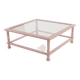 Table Basse Carrée – Bois Massif Cérusé Rose