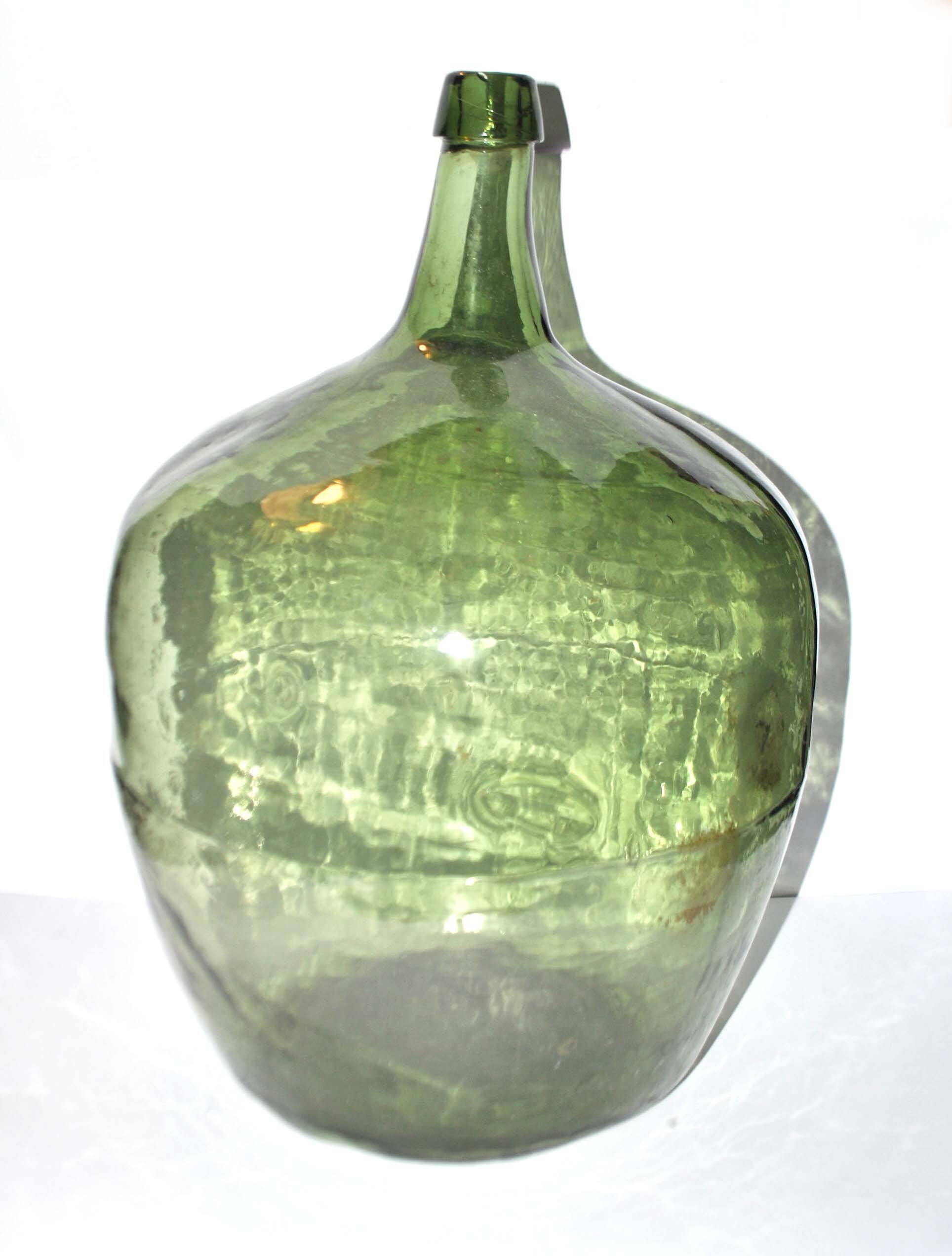 Large demijohn carboy 25l green glass bottle h52cm