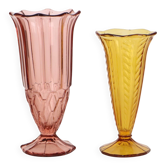 Paire de vases en verre coloré de la période Art Déco