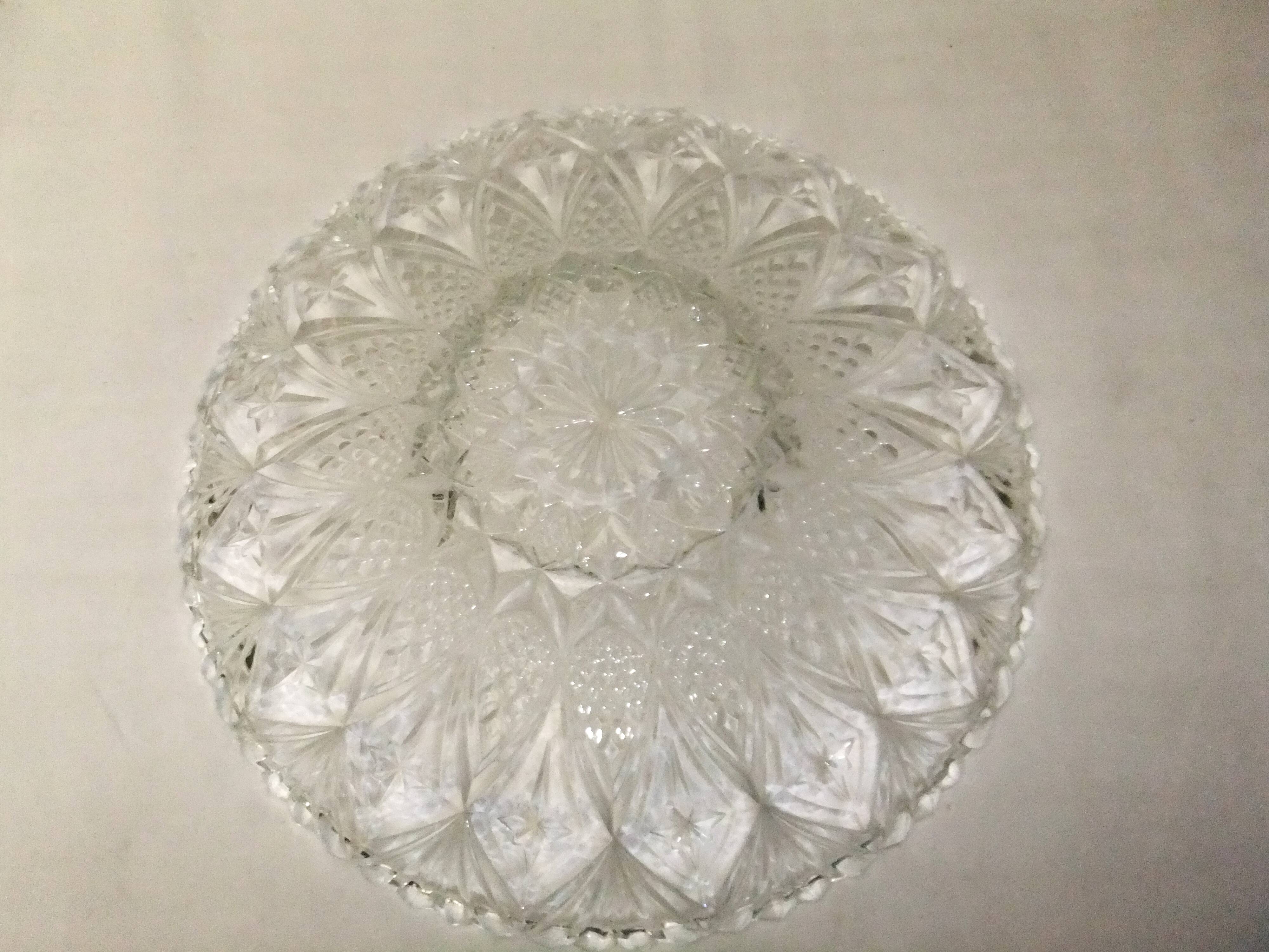 Cut crystal fruit bowl basket centerpiece vintage dish 33cm