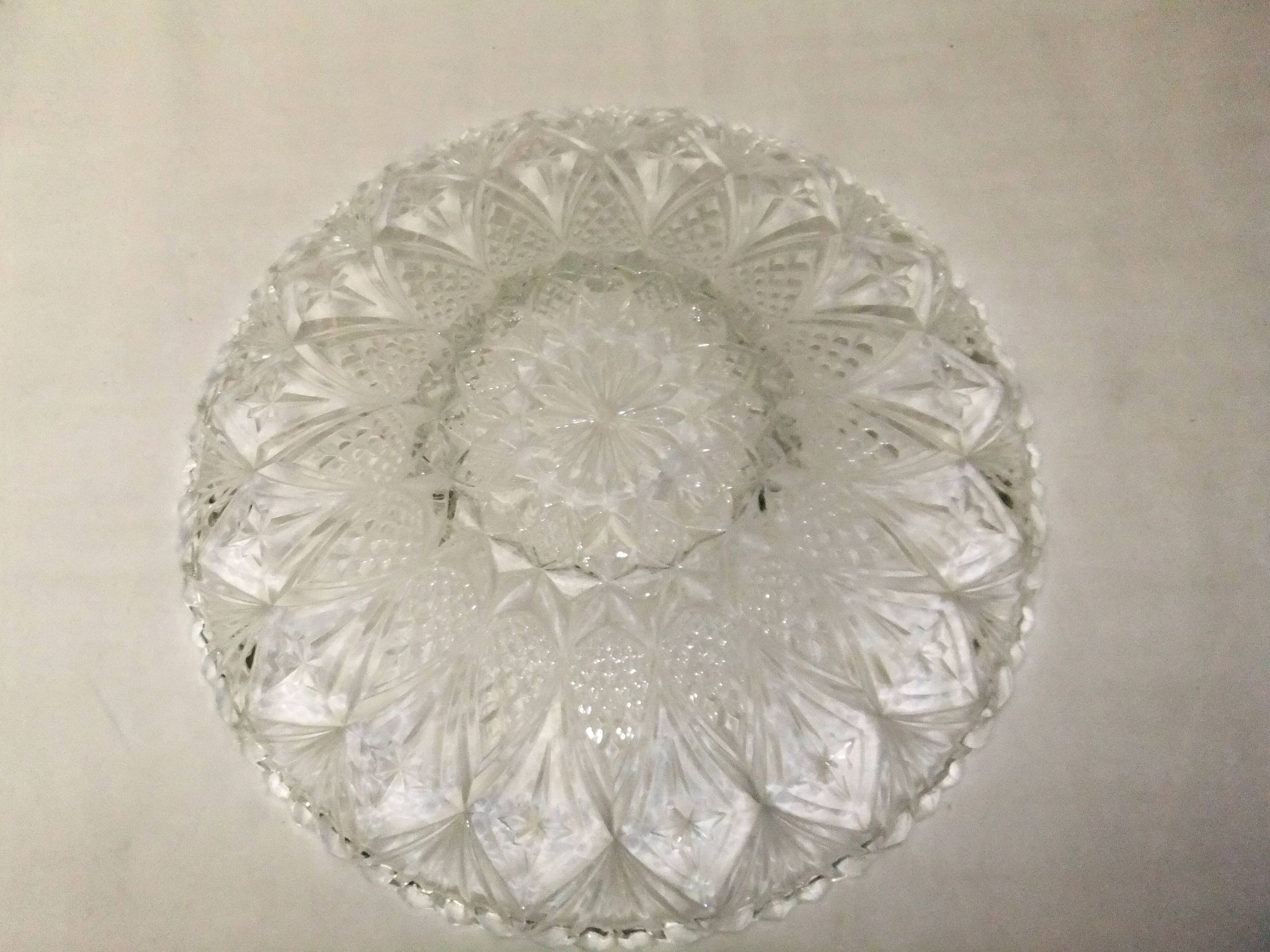 Coupe à fruits cristal taillé corbeille centre de table plat vintage 33cm