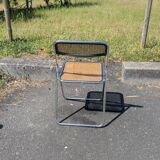 Folding chair in cane and chromed steel Vintage