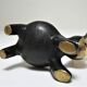 Candle holder zoomorphic bronze solid patina black rabbit hare 60s