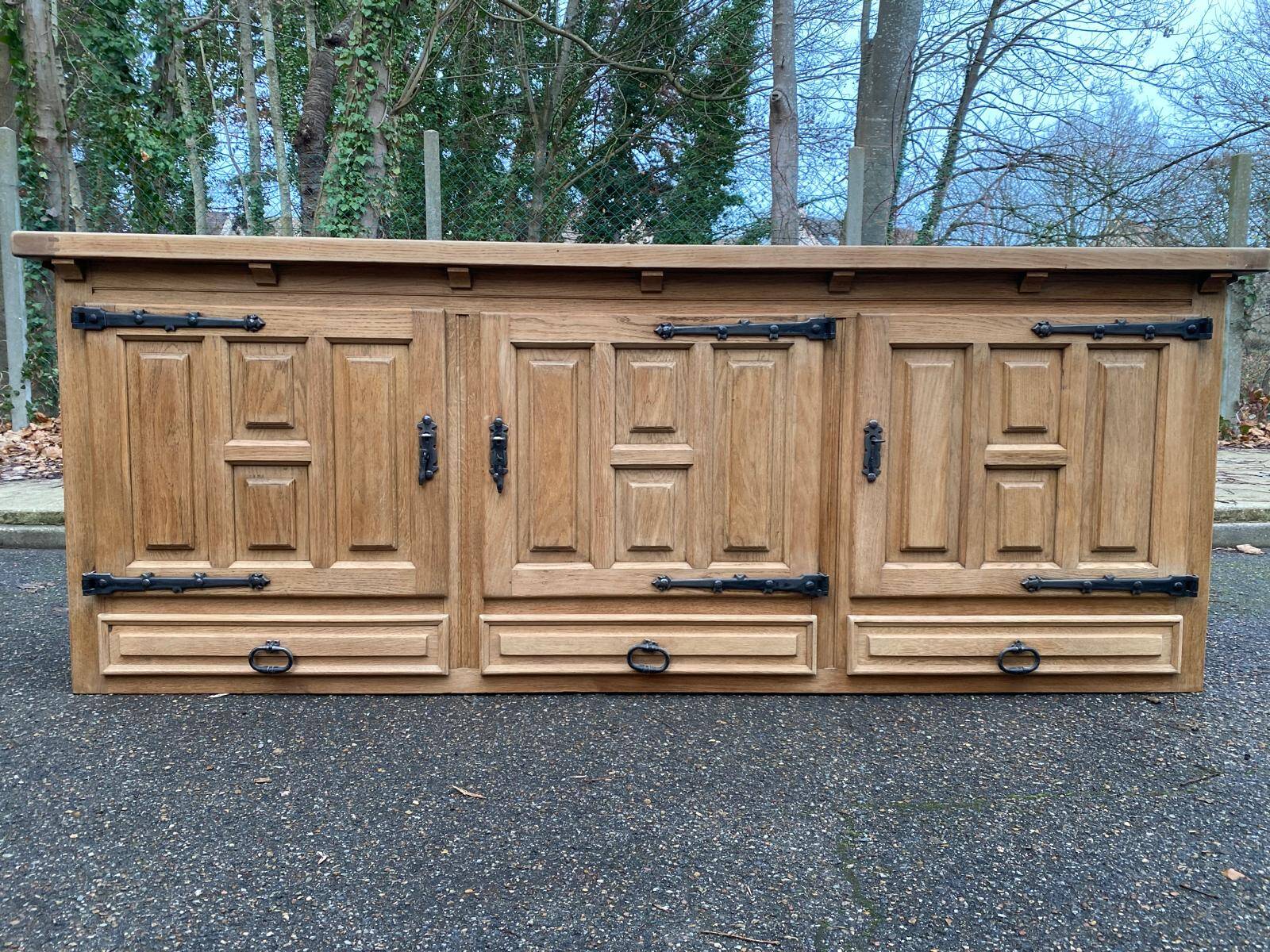Brutalist Art Deco style sideboard, 232cm, 19th century