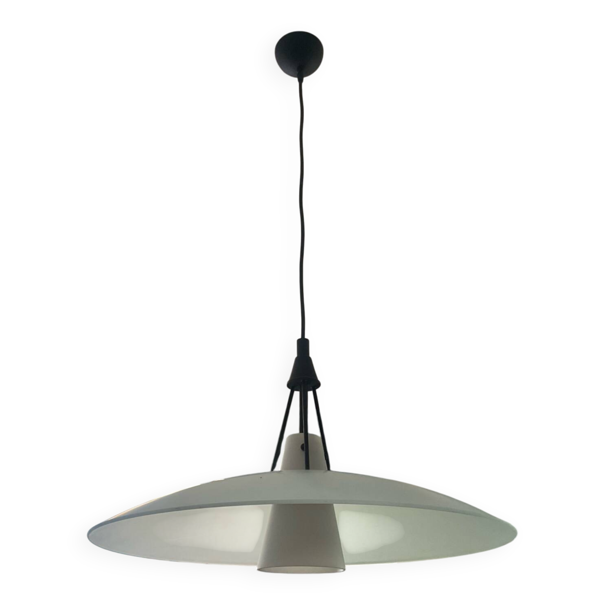 Postmodern Helestra Leuchten pendant light in opaline and frosted glass