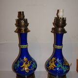 Pair of kerosene lamps with Asian decor