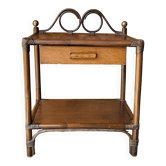 Chevet / table d'appoint en rotin Années 70