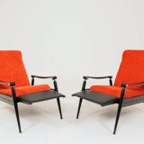Set two Mid Century Armchairs, Reclining function, Original Condition
