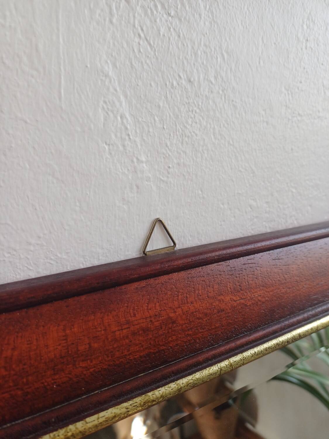 Vintage Cherry Wood Wall Mirror with Gilt Detail & Beveled Glass, 1980