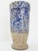Magnificent very old ceramic terracotta vase with blue & white flowers