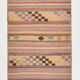 3x0 Blush Pink & Blue Striped Vintage Kilim Runner, Rugs For Bohemian Entry