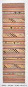 3x0 Blush Pink & Blue Striped Vintage Kilim Runner, Rugs For Bohemian Entry