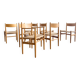 Ensemble de 6 chaises CH36 + 1 fauteuil CH37 de Hans J. Wegner en chêne