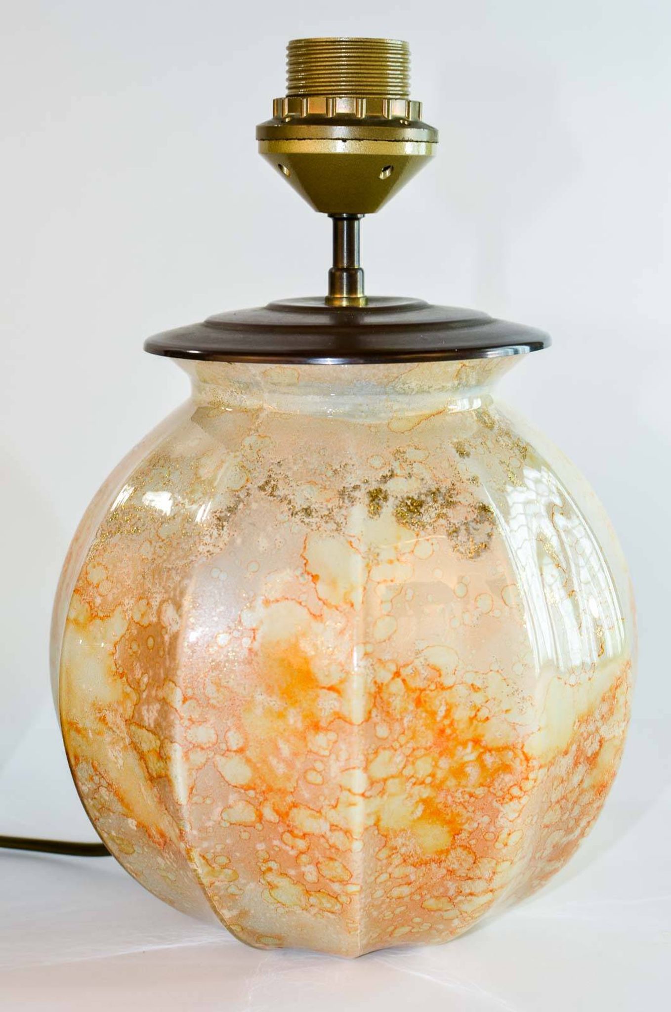 Stunning Pair of French Handmade Glass Laque Line Table Lamps, 1970s