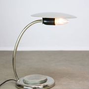 Mid-Century Italian Big Button Table Lamp in Chrome