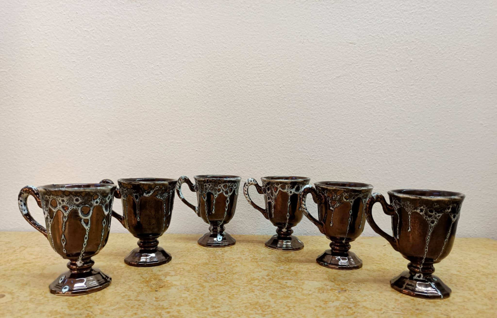 6 vintage mazagrans Sars Poterie
