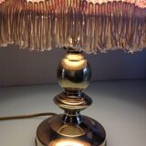 Brass bedside lamp and pink/vintage lampshade 60s-70s