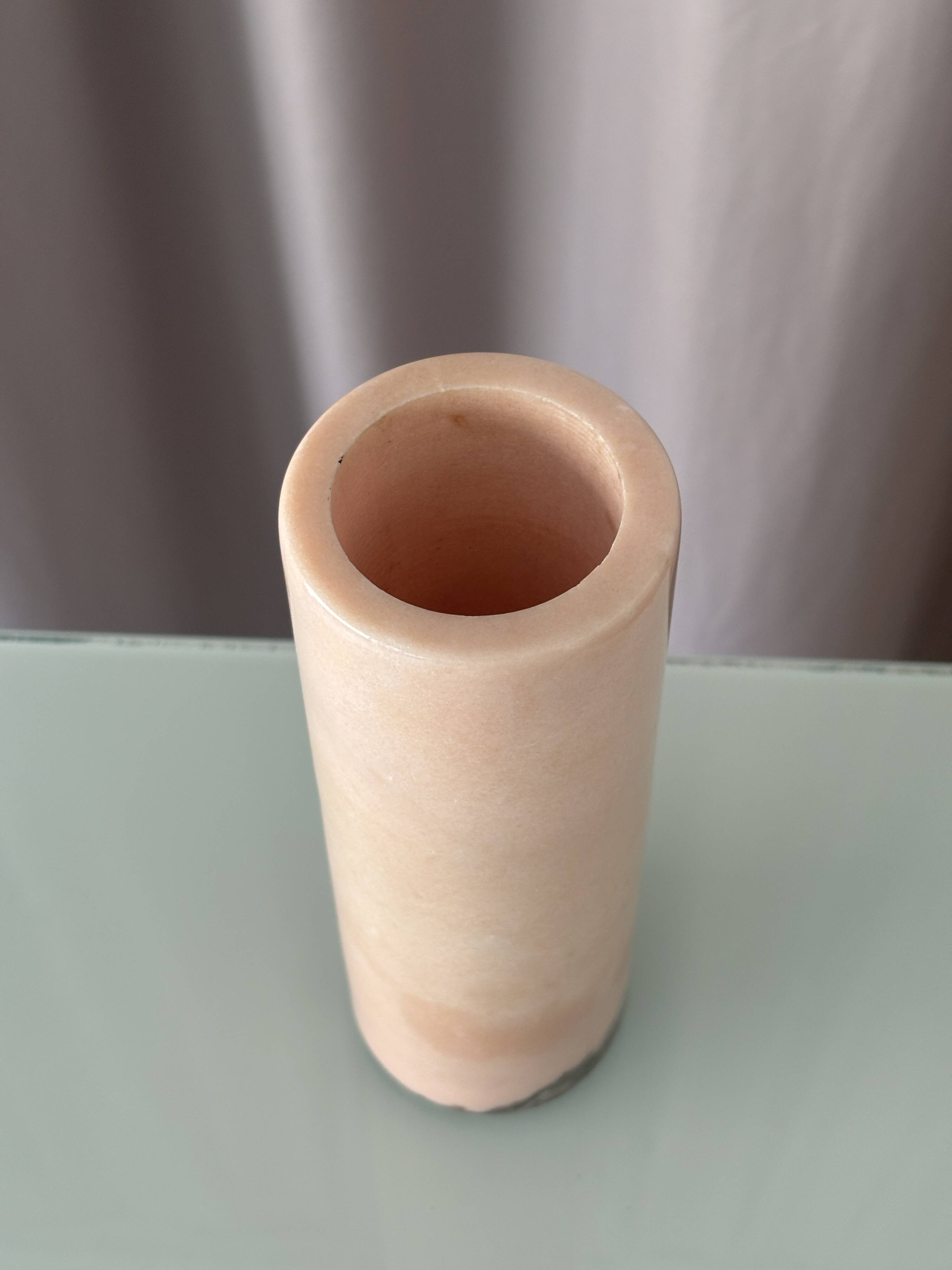 Vintage Pink Marble Cylinder Vase