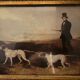 Mirror trumeau decorated with dogs hunting scene 80cm