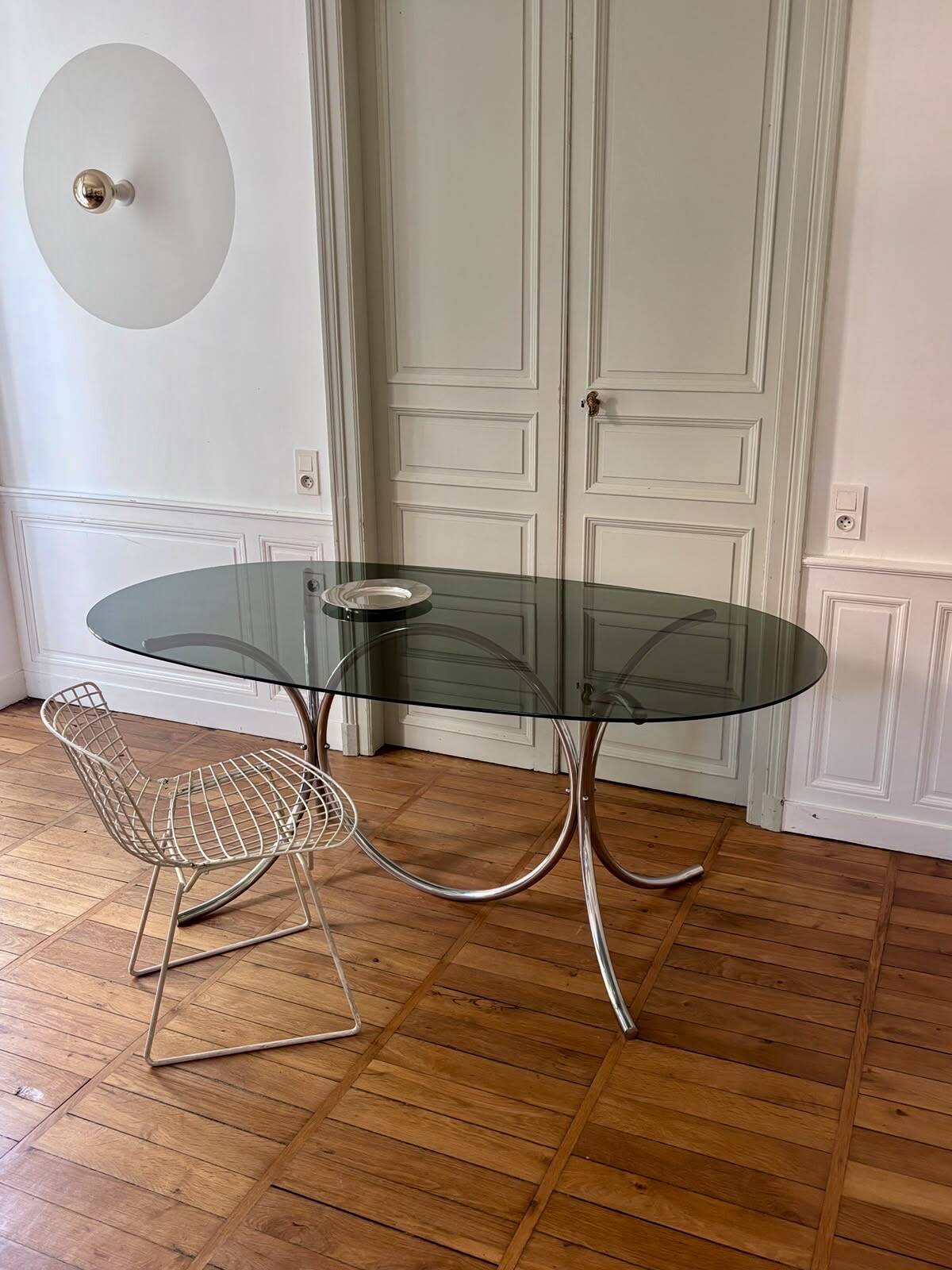 Table verre fumé /chrome vintage 70'