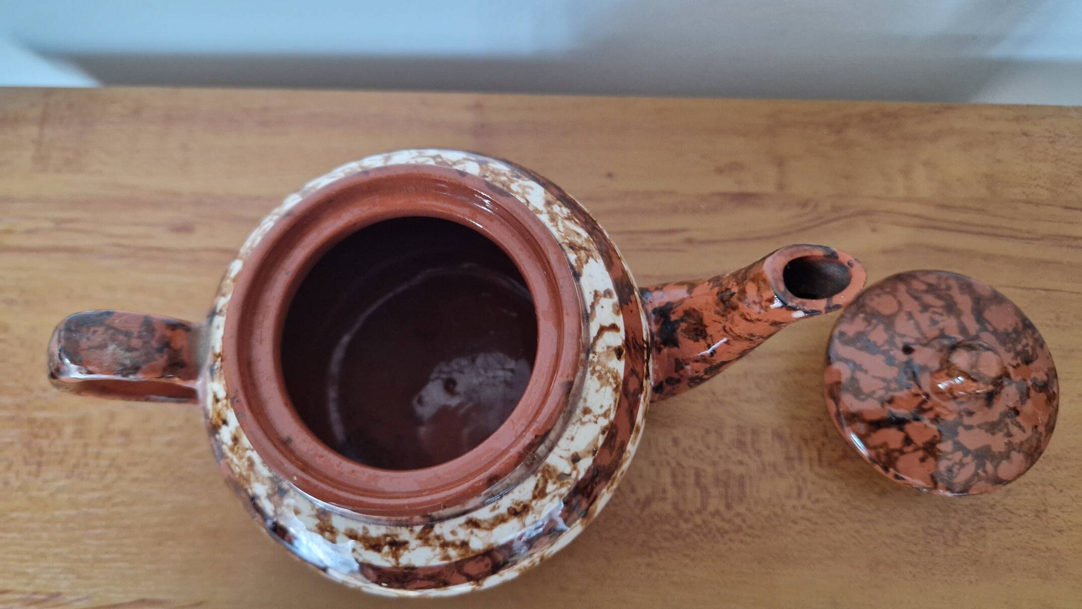 Brown ceramic teapot Sarreguemines model Mary Digoin
