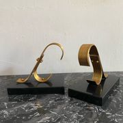 Pair of Modernist Gold Starry Bookends