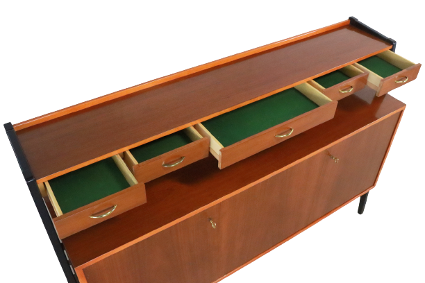 Vintage high sideboard two piece cabinet 'Korpela'