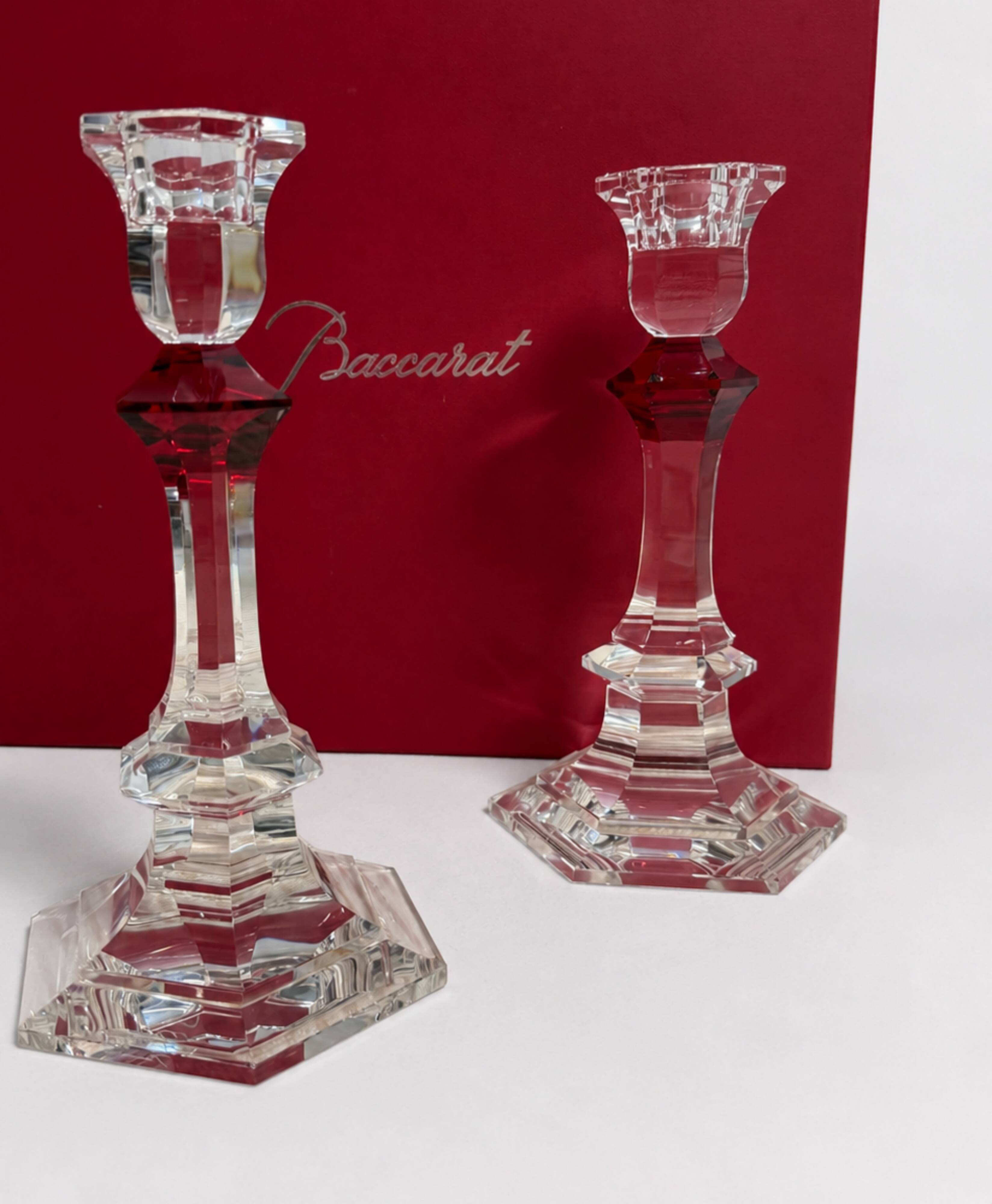 Baccarat - Candlestick (2) - Crystal, Glass - Harcourt candlestick Red