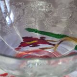 Beautiful set of seven crystal champagne glasses engraved with vine branches