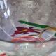 Beautiful set of seven crystal champagne glasses engraved with vine branches