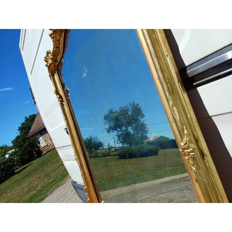 Miroir de cheminée 19ème bois et stuc doré